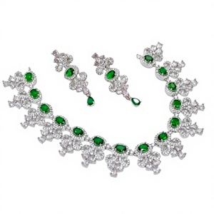 Luxury Silver Plated Imitation Classic Bridal Wedding Necklace <b>Set</b> - Product Image 1