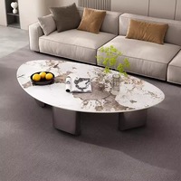 Meubles modernes pour appartement et villa Table basse durable en pierre frittée Table basse unique pour salon de luxe en forme de galet