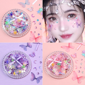 Mariposa arco <span class=keywords><strong>Luna</strong></span> cara temporal pegatinas DIY maquillaje nupcial parche con perlas diamantes maquillaje <span class=keywords><strong>de</strong></span> ojos calcomanías para decoración <span class=keywords><strong>de</strong></span> la cara - Product Image 3