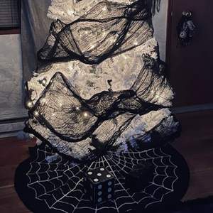 Abito di Halloween con bordo incrociato decorato bianco Spider Web grembiule di natale con atmosfera festosa <span class=keywords><strong>decorazione</strong></span> dell'albero - Product Image 4