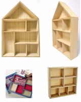 Offre Spéciale décoration murale en bois stockage unité flottante Cube mural porte-clé etagère en bois forme de maison