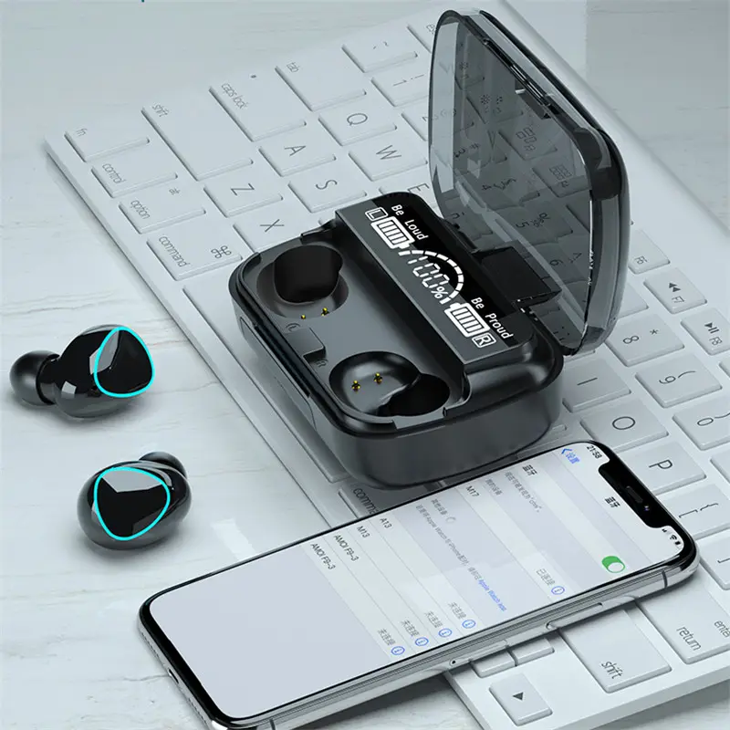 Mini TWS Blue tooth Headphones HD Mirror Screen LED Display Earphones 3500mAh Charging Box 9D Stereo Sports Waterproof Headsets
