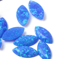 Vente en gros OP06 bleu australien opale pierres précieuses en vrac marquise cabochon à fond plat en forme de feuille synthétique opale de feu