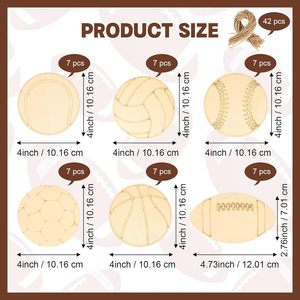 Unfinished wooden soccer <b>ball</b>, volleyball, <b>baseball</b>, basketball, rugby, tennis <b>ball</b> wood chips - DIY sports party painting - Product Image 5