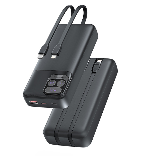 Cross-border U2056/CE/FCC/ROHS Certified 10000mAh/20000mAh Lithium Ion Power Bank with Built-in Cable Fast Charging
