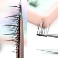 Cils synthétiques sans colle, sans cruauté, véganes, en grappes DIY pour cils individuels, pinces à cils réutilisables, auto-adhésifs