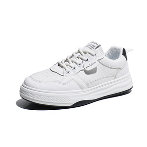 Chaussures décontractées en <span class=keywords><strong>cuir</strong></span> pour femmes, fabriquées en Chine, chaussures plates à lacets, baskets blanches tendance pour la course à pied et la marche sportive - Product Image 1