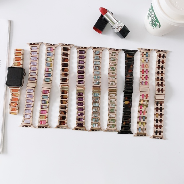 New Stainless Steel Metal Resin Apple Watch Band Straps Pulseira for Apple Iwatch Series 11 10 9 8 7 6 5 4 3 Se No Reviews yet