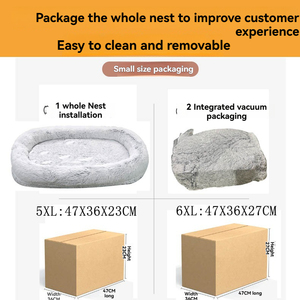 Luxuriöses modernes rundes Plüsch-Haustier bett mit winter warmer Schwamm matratze und stilvollem Cartoon-Druck für Hunde - Product Image 3