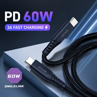 Se Aceptan Pedidos Pequeños, Cable de Carga Rápida Smilelink PD60W 3A, Cable C-C de 1.5M, Trenzado de Nailon, Transferencia de Datos de Cobre Puro, 12 Meses de Seguridad