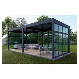Orient <span class=keywords><strong>Terrasse</strong></span> sur mesure Pergola en aluminium Auvent extérieur <span class=keywords><strong>Terrasse</strong></span> Toit Panneau en aluminium <span class=keywords><strong>Terrasse</strong></span> avec portes coulissantes en verre - Product Image 1