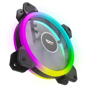 Aigo NEW DR12 Computer PC Case Fan RGB Double halo Adjust LED 120mm FAN Quiet controller Remote Cooler Cooling 12cm Case Fans