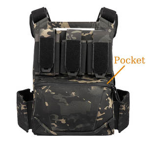 سترة YAKEDA التكتيكية بنمط التمويه مع جرابات، سترة أمان بنظام Molle وحامل صفائح ناعم، لون أسود - Product Image 3