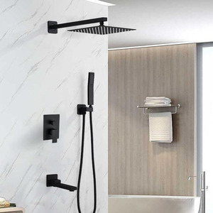 Sistema <span class=keywords><strong>Doccia</strong></span> Incassato a 3 Funzioni con Soffione Quadrato a Pioggia, Bocchetta Vasca e Doccetta a Parete in Ottone per Bagno - Product Image 2