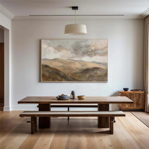 Minimalist Landscape Oil <b>Painting</b> Canvas Art Mountain Scene Wall Decor With Wood <b>Frame</b> Indoor Hand Made Original - Product Image 1