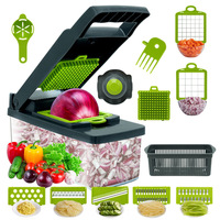 Gran oferta, cortador de verduras Manual 16 en 1, nueva picadora de cebolla y zanahoria de silicona con espátula para picadora de alimentos de cocina