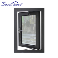 Ventana Americana NFRC TITL 24 con Rotura de Puente Térmico, Panel de Vidrio Grande, Ventana Abatible de Aluminio, Combinación de Ventana Abatible Doble