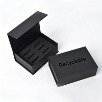 Boîte cadeau en carton rigide pliable biodégradable noire avec logo personnalisé, fermeture magnétique, haute résistance, gaufrage haut de gamme