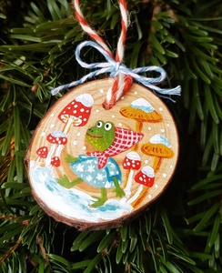 Peinture personnalisée DIY Famille <span class=keywords><strong>Boule</strong></span> <span class=keywords><strong>de</strong></span> Noël Arbre Ornements Tranches <span class=keywords><strong>de</strong></span> <span class=keywords><strong>Bois</strong></span> Rondes Naturelles - Product Image 4