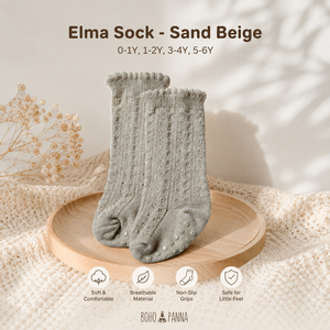 Chaussettes Elma beige sable pour enfants, en matière respirante, coupe flexible et confort toute la journée pour chaque aventure, de 5 à 6 ans - Product Image 2
