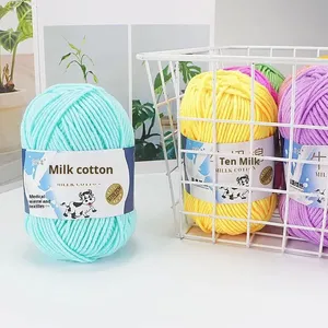 Sợi len <span class=keywords><strong>cotton</strong></span> pha sữa mềm mại, êm ái, 5 lớp, 50g, nhiều màu sắc, dành cho người mới bắt đầu đan móc tay, hoàn thiện bề mặt phủ lớp, thích hợp làm túi xách - Product Image 6