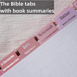 Autocollants catholiques chrétiens roses OEM d'usine, onglet biblique de lettrage en relief de feuille d'or personnalisée avec <span class=keywords><strong>résumé</strong></span> de livre - Product Image 2