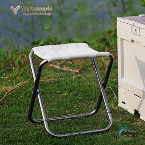 Foldable Aluminum Outdoor Chair Square Minimalist Design Oxford Fabric Camping <b>Garden</b> Use Lightweight Portable <b>Stool</b> - Product Image 2