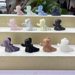 Rosa cristal fantasma perro blanco cristal Natural piedra Mineral espécimen grabado técnica para decoración del hogar ornamento artesanía joyería - Product Image 1