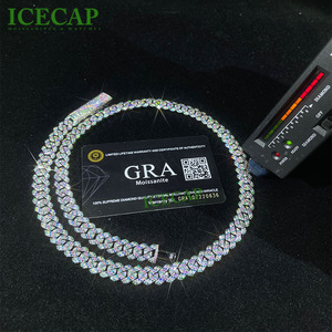 Tùy Chỉnh Vvs Mossanite 925 Sterling Bạc Trang Sức Mạ Vàng Charms Iced out Kim Cương Hip Hop Vòng Cổ Đầy Màu Sắc Cuba Liên Kết Chuỗi - Product Image 2