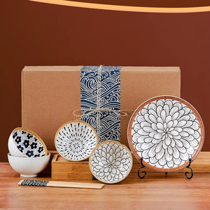 Juego de Vajilla de Porcelana Azul y Blanca con Diseño de Plantas, Vajilla Desechable de Cerámica, Juego de Tazones con Flores para Fiestas - Product Image 3