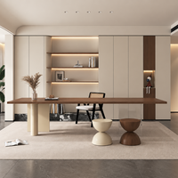 Ensemble bureau et étagère murale en bois courbé sur mesure, avec tiroirs, écologique, gain de place, moderne, pour bureau à domicile