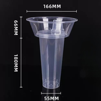 165mm-650ml clair blanc noir de qualité alimentaire PP Snack Bowl Boisson et Snack Container avec couvercle pour Street Food Plastic Material