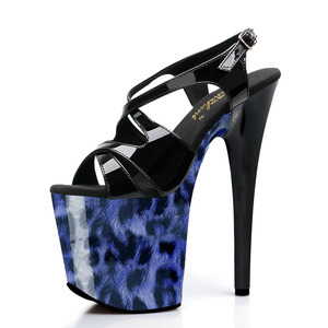Sandalias de Plataforma con Estampado de Leopardo para Pole Dance, 20cm 8 Pulgadas, Punta Abierta, Tacón Delgado, para Club Nocturno, Modelo <span class=keywords><strong>Pasarela</strong></span>, Calzado para Espectáculos - Product Image 1