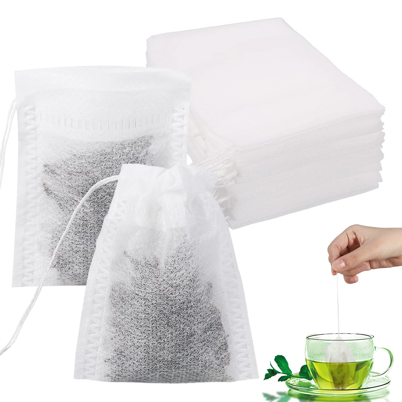 Túi Đựng Bộ Lọc Trà Thơm Rỗng Bằng Cotton Thảo Dược Dùng Một Lần Sợi Ngô Không Dệt PLA Tùy Chỉnh Có Dây Rút