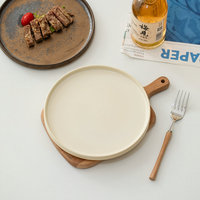 Assiette à steak occidentale peu profonde Jiutian en céramique de 8 pouces, style vintage, avec glaçure dorée, compatible micro-ondes, vaisselle commerciale distinctive