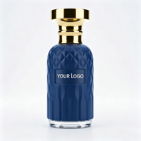 Flacon de parfum en verre noir mat tendance avec motif diamant, couvercle doré poli, emballage de luxe pour après-rasage, offre en gros