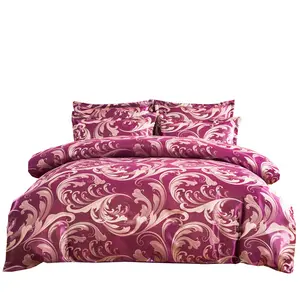 MU Wholesale luxury wedding bedding set king size silk 4 pc bed sheet set hotel luxury super soft wedding bedding set