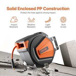 Enrouleur de tuyau d'air hybride rétractable de 3/8 po x 65 pi, 300 PSI, tuyaux et enrouleurs de jardin - Product Image 5