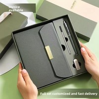 DABENYING Business Laptop A5, carnet à trois volets en PU motif litchi, ensemble coffret cadeau avec logo imprimable, haute fidélité des couleurs