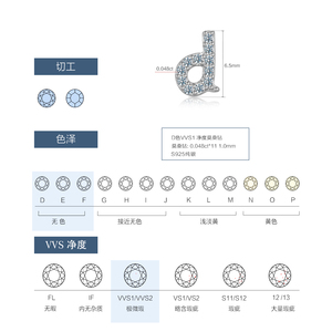 Pendientes de tuerca FUAMAY de moissanita auténtica con letras del alfabeto A, B, D, E, H, S, A-Z, de plata de ley 925 con baño de rodio, calidad D VVS1, del fabricante - Product Image 2