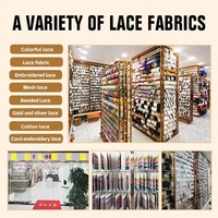 Dentelle en polyester brillant avec broderie en fil de soie et motif poisson, garniture élégante pour DIY, accessoires de robe de mariée et vêtements, usine de dentelle