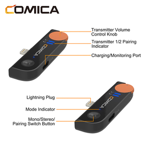 COMICA Vimo S MI (Purple) 2.4G Dual-channel Lightning <b>Wireless</b> Lavalier Condenser <b>Microphone</b> Noise Cancelling Smartphone - Product Image 6