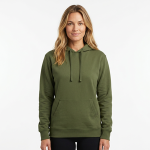 Sweat-shirt à capuche en jersey de coton vert olive pour homme, coupe classique, avec poche, style streetwear, tricot d'hiver 350g - Product Image 2