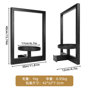 Étagère murale pour fleurs en métal noir à un seul niveau pour salle de bain - Product Image 3