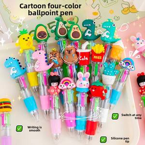 Pulpen Mini Kartun Empat Warna Lucu Portabel Pulpen Buku Catatan Siswa 4 Warna 0.5mm Alat Tulis Multi-Warna Bentuk Hewan Hadiah Kecil - Product Image 6