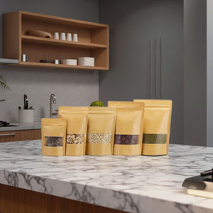 3層ラミネートフードペーパーバッグ再封可能ヒートシール可能クラフト紙スタンドアップパッケージポーチバッグクリアウィンドウ付き - Product Image 2