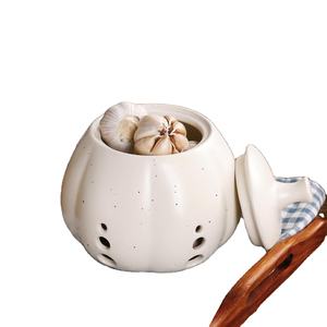 Tarro de cerámica personalizado para patata, cebolla, <span class=keywords><strong>ajo</strong></span>, <span class=keywords><strong>jengibre</strong></span>, tarro de <span class=keywords><strong>ajo</strong></span> de cerámica, recipiente de almacenamiento, fresco para un <span class=keywords><strong>ajo</strong></span> grande - Product Image 2