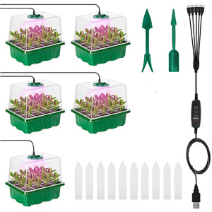 DaringFish Bandejas de Semillero para <span class=keywords><strong>Invernadero</strong></span> de 12 Celdas, Paquete de 10 con Orificio de Drenaje, Tapa Elevada, Kit de Inicio Transparente para Propagación de Plantas - Product Image 2