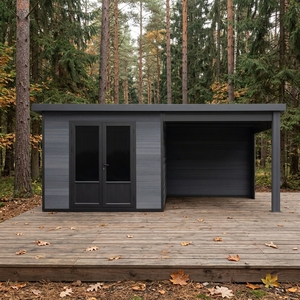 Abri de jardin modulaire préfabriqué série D en WPC avec fenêtres à température constante en verre pare-balles robuste - Product Image 5