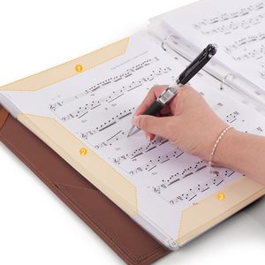 Deluxe Zwart Lederen Handvat Koor Binder Map Piano Muziek Blad Bestand Map Met Elastische String Verdelers Verstelbare Band - Product Image 4